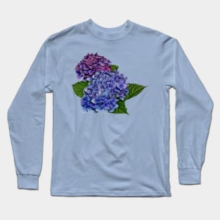 Hydrangea in Shades of Purple Long Sleeve T-Shirt